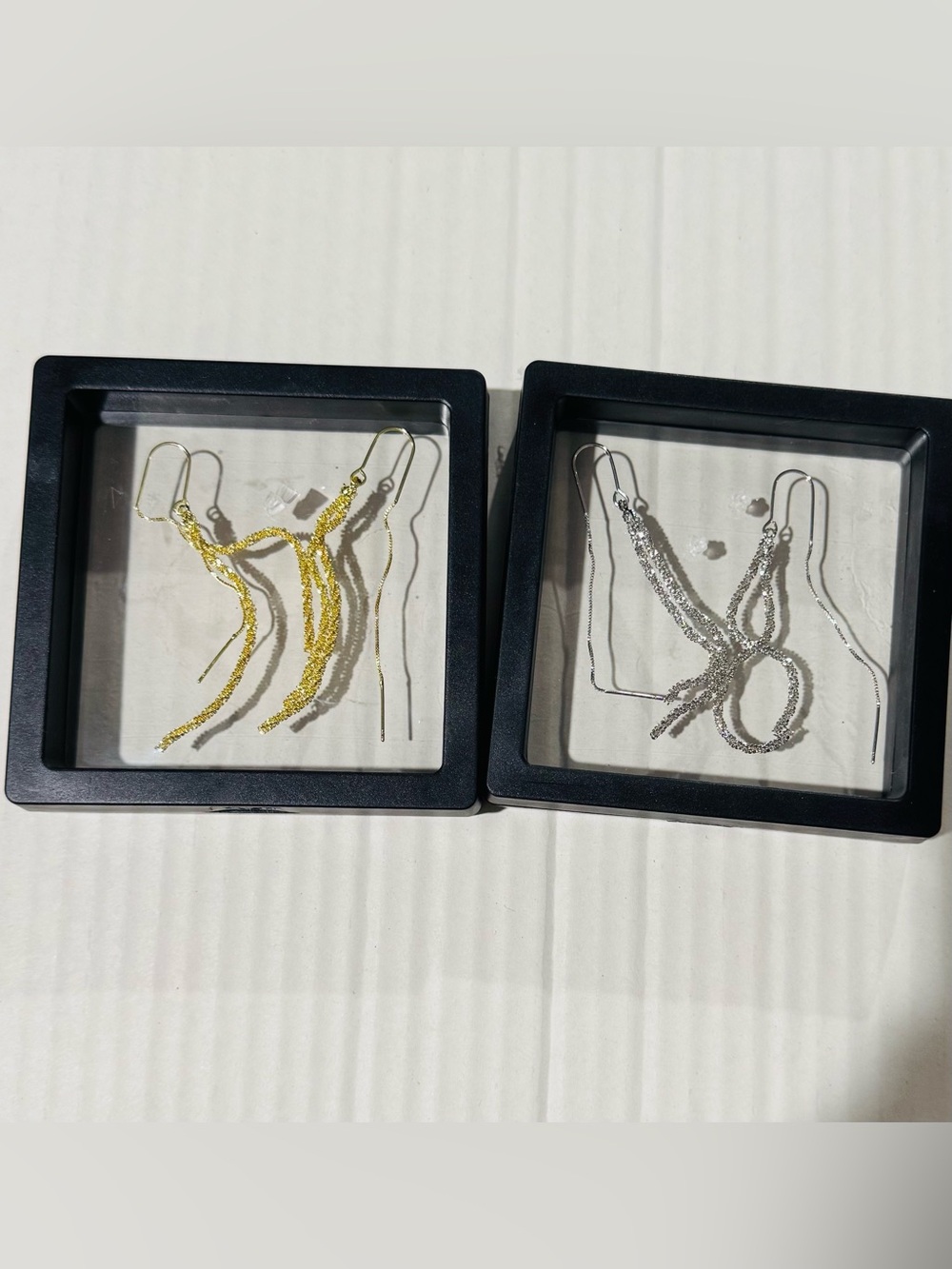 NWOT 2 Pairs 1 Gold Pair/ 1 Silver Pair Drop Fringe Earrings - Women's Jewelry